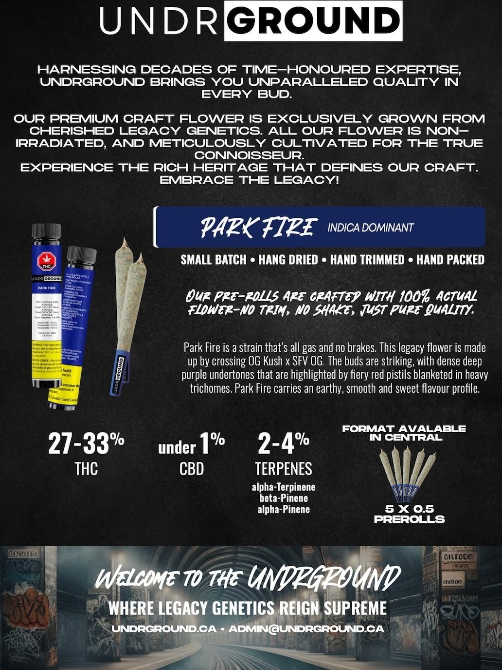 Undrground product email campaign and retailer menu